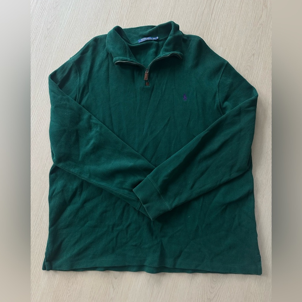 Polo Ralph Lauren 1/4 Zip Sweater Pullover Men’s Green XXL Cotton Casual